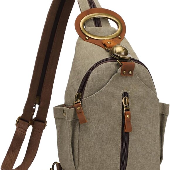 Retro Canvas Sling Bag - Convertible Crossbody Backpack for Outdoor Adventures - Picture 1 of 9